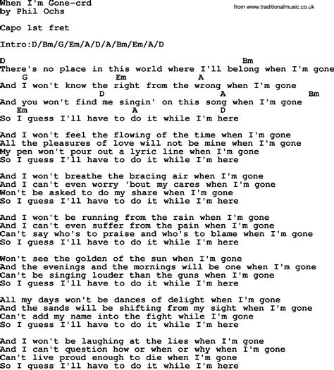 Phil Ochs – When I'm Gone Lyrics .